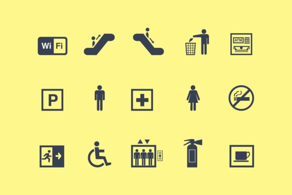 15枚公共标志矢量素材库精选图标 15 Public Sign Icons