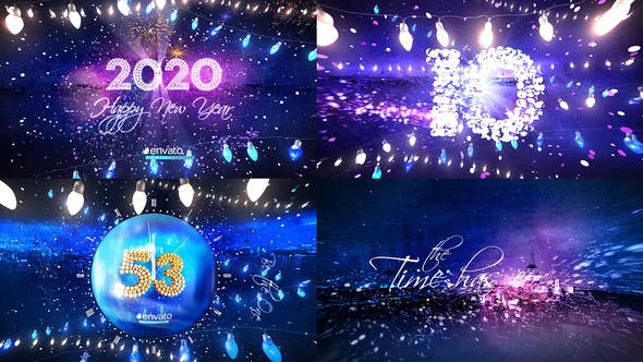 2020年新年倒计时派对翻页粒子动画特效素材库精选AE模板 New Year Eve Party Countdown 2020