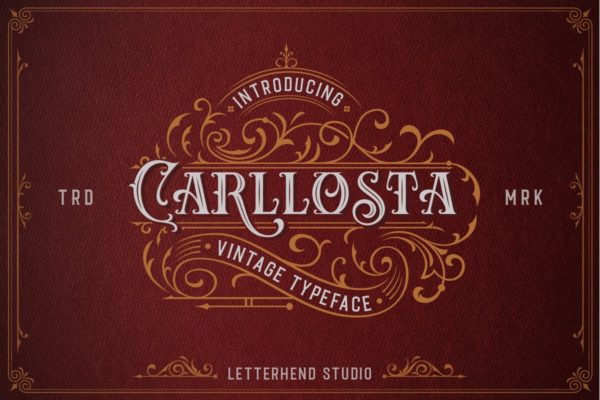 维多利亚风格复古英文衬线字体 Carllosta – Layered Font (+EXTRAS)