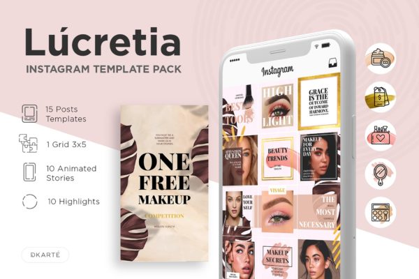 Instagram社交平台推广图片设计模板素材库精选 Instagram Template Pack – Lucretia