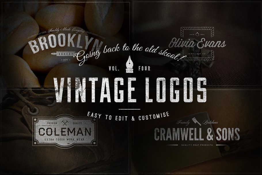 复古英文Logo模板-Vol.4  Vintage Logos – Volume 4插图(1)