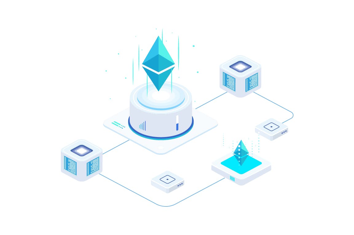 加密货币技术区块链等距矢量素材库精选概念插画素材 Cryptocurrency Technology Blockchain Isometric FV插图(3)