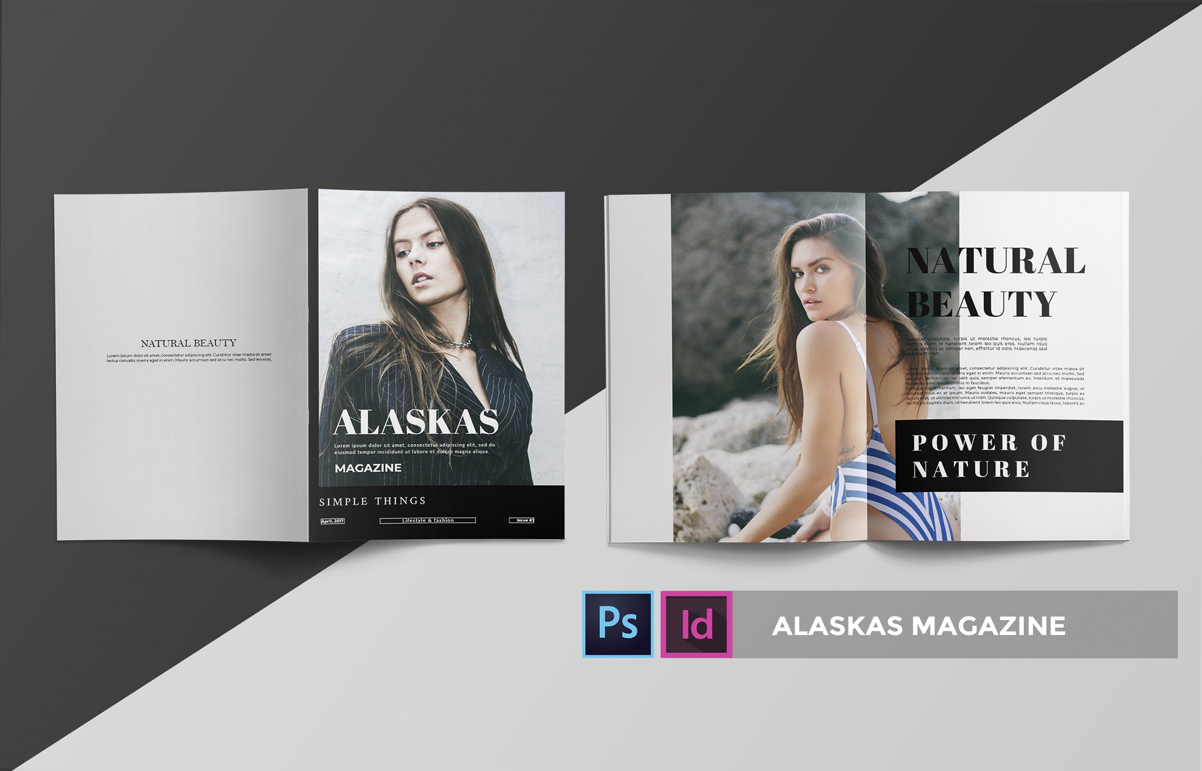 高端人物/服装/访谈主题素材库精选杂志版式排版设计INDD模板 Alaskas | Magazine Template插图(2)