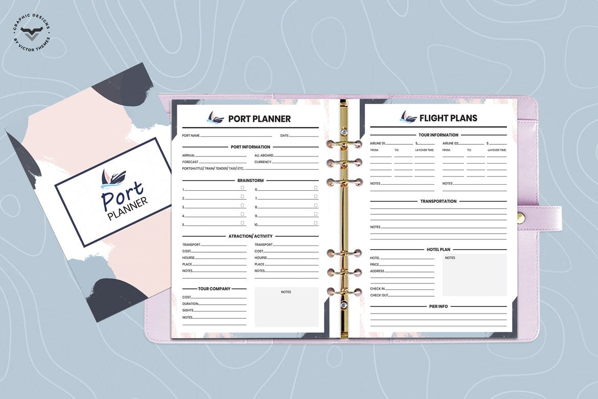 私人旅行计划表格设计模板 Port Tour Template插图(1)