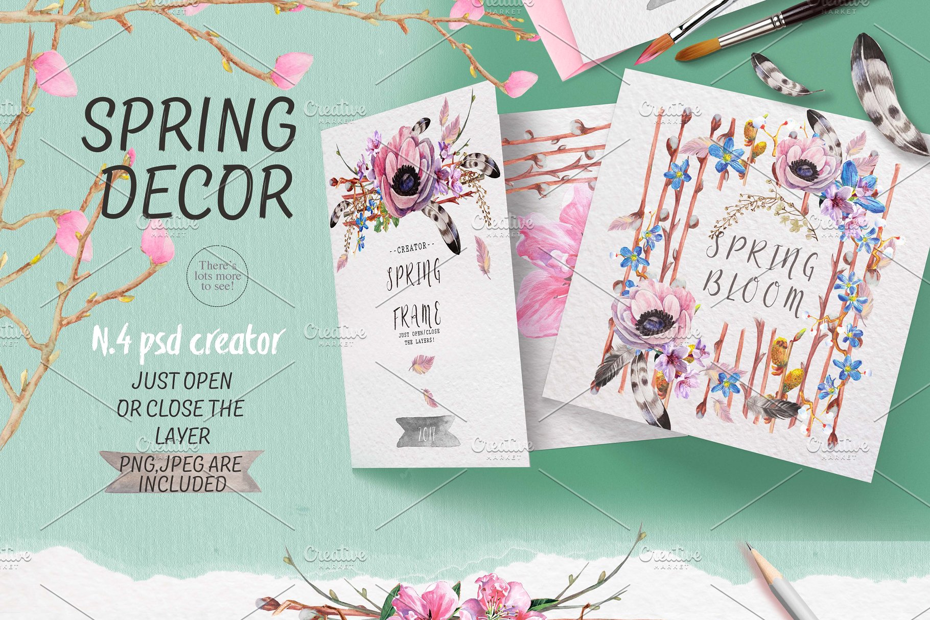 极力推荐：“春暖花开”水彩花卉设计素材包 "Spring bloom" 80 png插图(6)