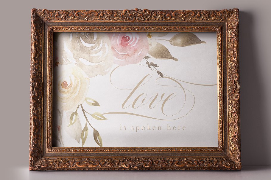 玫瑰金浪漫水彩花卉剪贴画 Rose Gold Romance Watercolor Flowers插图(12)