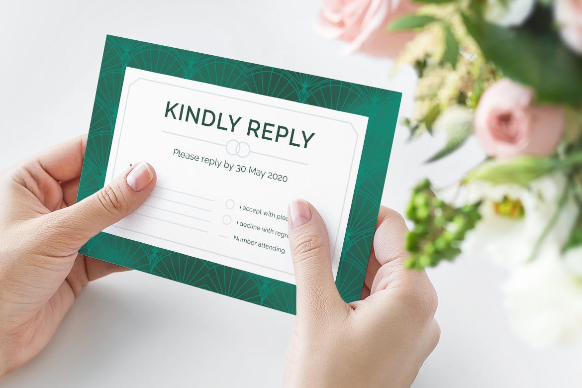 淡雅风格装饰边框婚礼邀请设计素材包 Wedding Invitation插图(11)