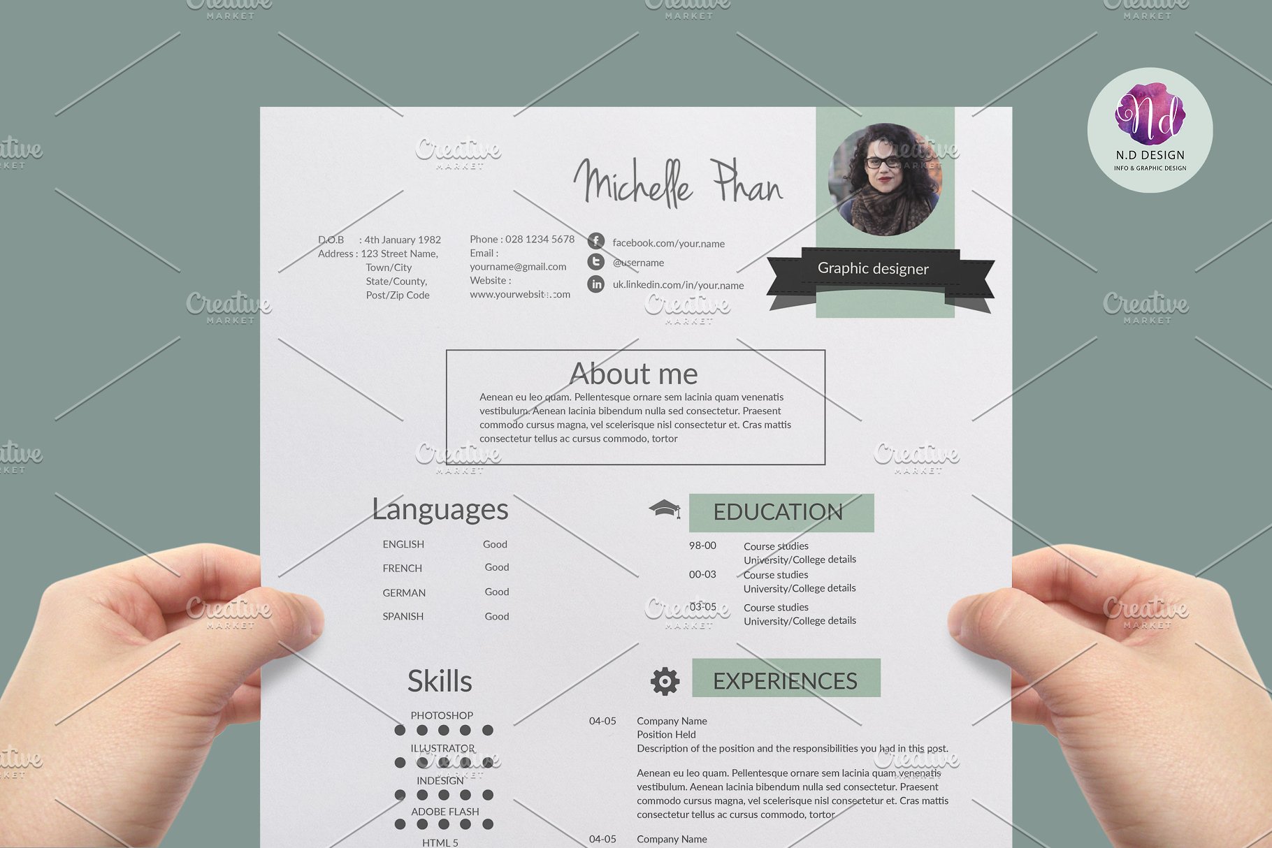 二合一简约简历模板 Resume template插图(4)
