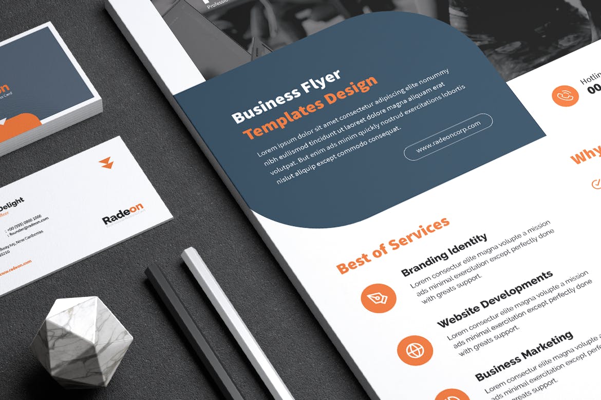创意代理公司宣传单和素材库精选名片模板 RADEON Creative Agency Flyer & Business Card插图(5)
