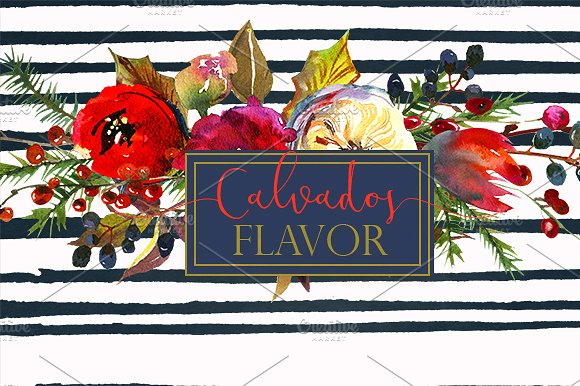 冬季红色水彩花卉剪贴画合集 Red Winter Flowers Clipart Set插图(6)