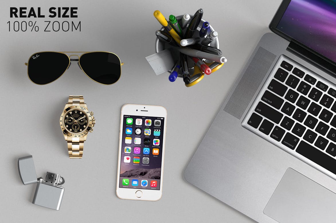 超过150个项目顶视角巨大的办公用品文具VI样机展示模型mockups插图(3)