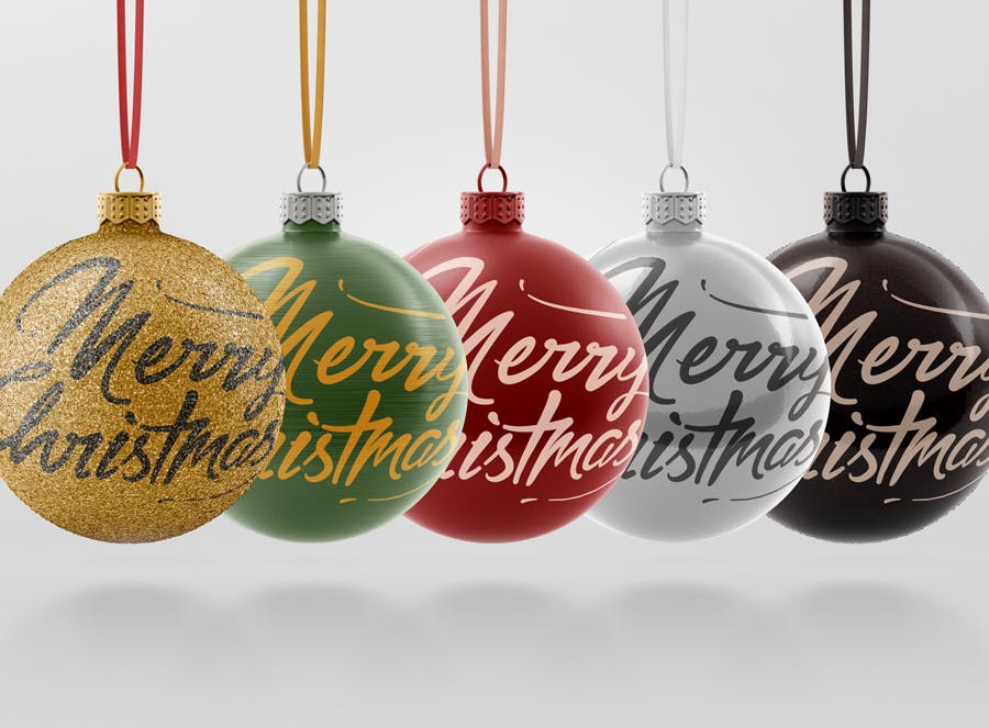 闪闪发光圣诞装饰球样机模板 Glitter Christmas Ball Mockup插图(12)