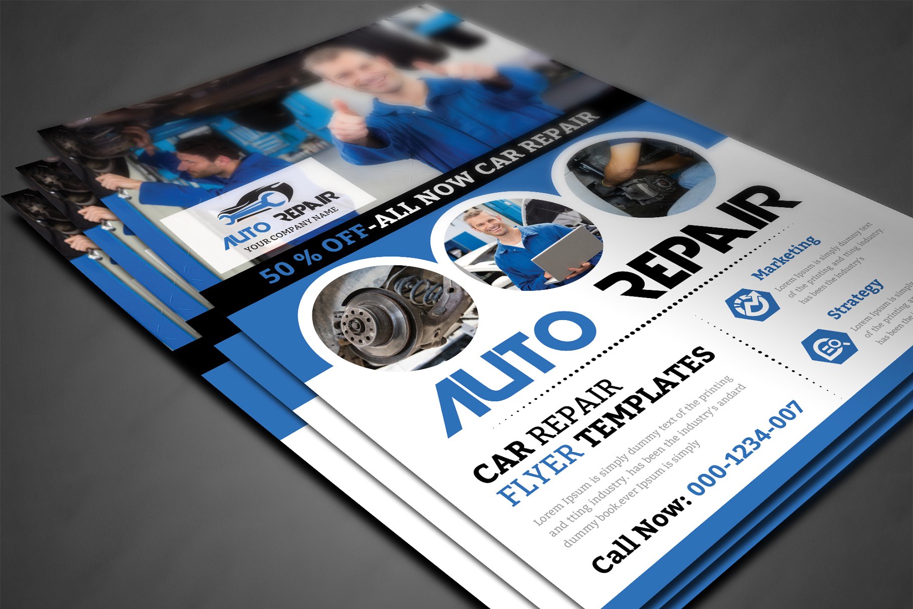 汽车修理汽配商单页宣传模板 Car Repair Flyer插图(2)