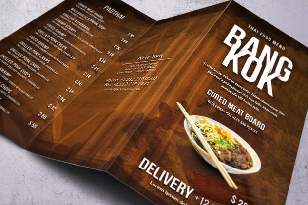 泰国菜餐厅三折页菜单设计模板 Thai Trifold A4 and US Letter Menu插图(5)