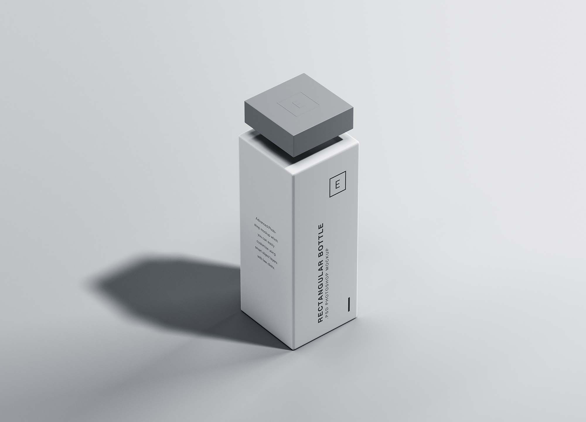 矩形哑光风格香水瓶/化妆品瓶外观设计图素材库精选 Rectangular Matt Bottle Mockup插图