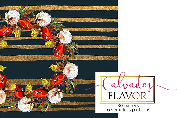 圣诞花饰纸张图案纹理素材 Christmas floral paper pattern pack插图(15)