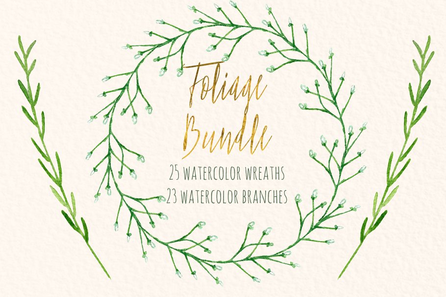 水彩花环&花枝插画 Wreaths & branches watercolor插图(2)