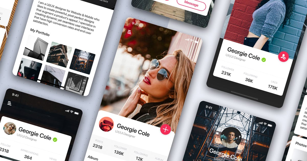 职场社交APP应用用户中心界面设计UI套件1 Profile mobile UI Kit插图