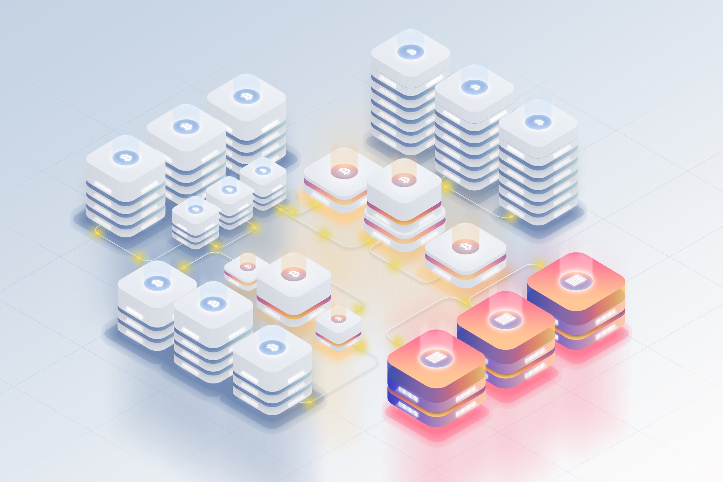 服务器群组等距素材库精选概念插画 Isometric Server Concept插图