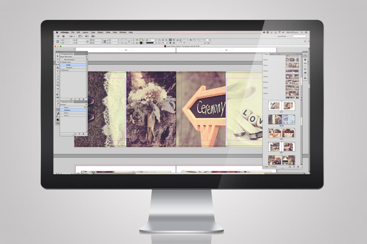 情人婚纱照画册模板 Love, Free InDesign Photo Album Template插图(1)
