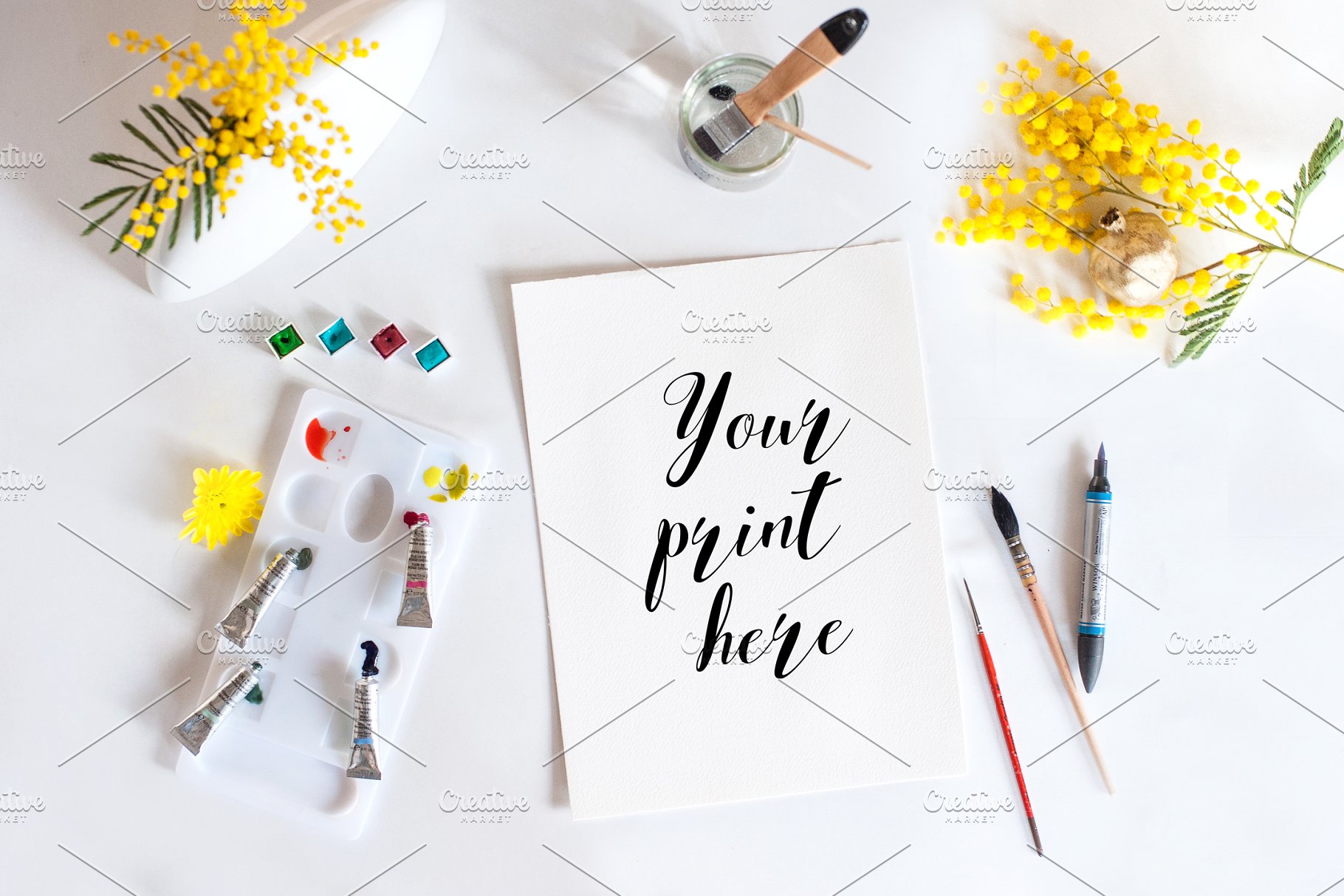 春意盎然场景样机模板合集 Set of 6 Mockups spring watercolor插图(5)