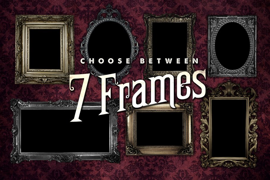 古董风格画框样机套装 Antique Frame Mockup Kit插图(1)