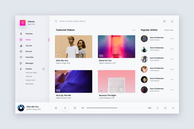 音乐网站在线音乐视频列表UI模板 inMusic App UI Kit Web Template – Music Videos插图(2)
