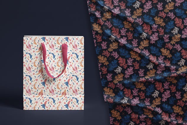 手绘美人鱼图案无缝背景纹理 Almost Mermaid插图(1)