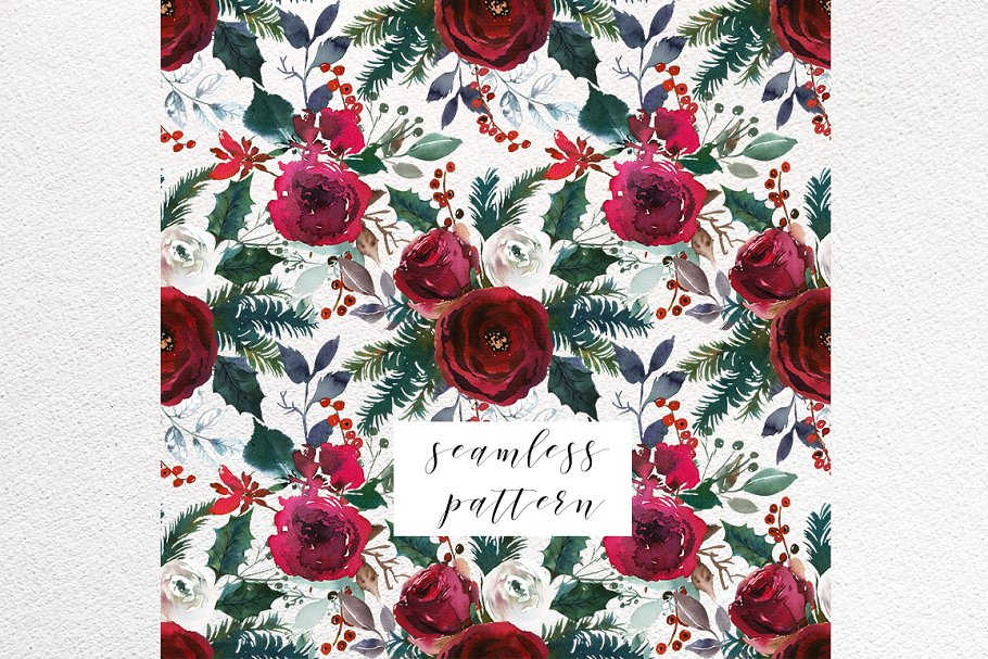 圣诞节氛围水彩花卉剪贴画合集 Christmas Watercolor Flowers Clipart插图(6)