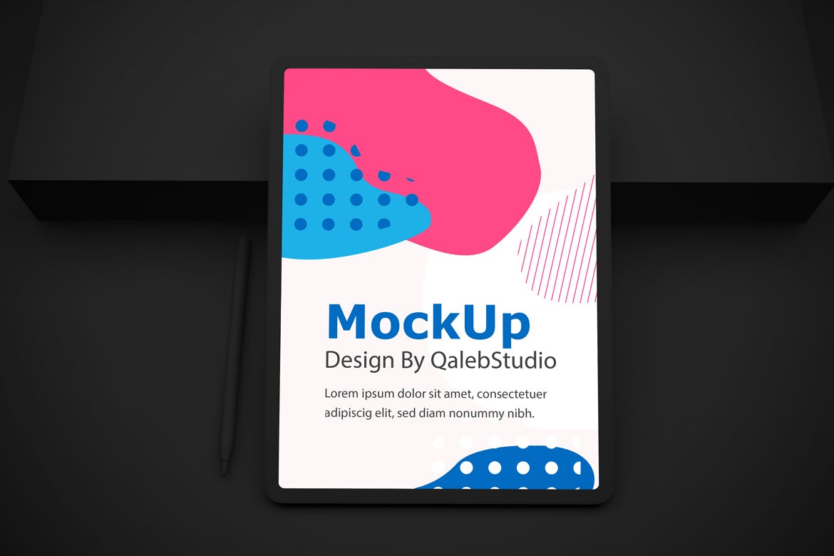 酷黑背景iPad平板电脑UI设计屏幕预览素材库精选样机模板 Dark iPad Pro V.2 Mockup插图(5)