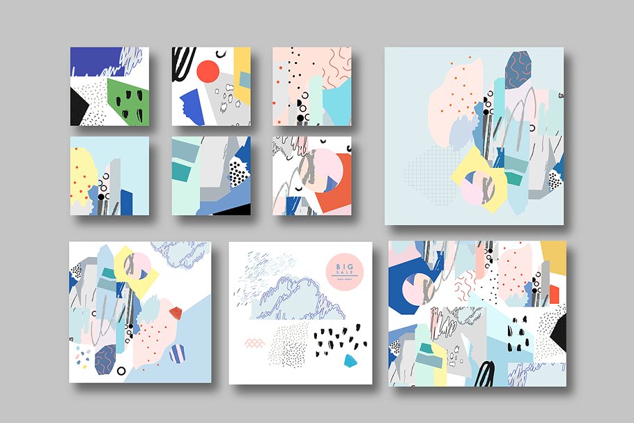 抽象印象派水彩插画素材 CUT out graphic pack.插图(5)