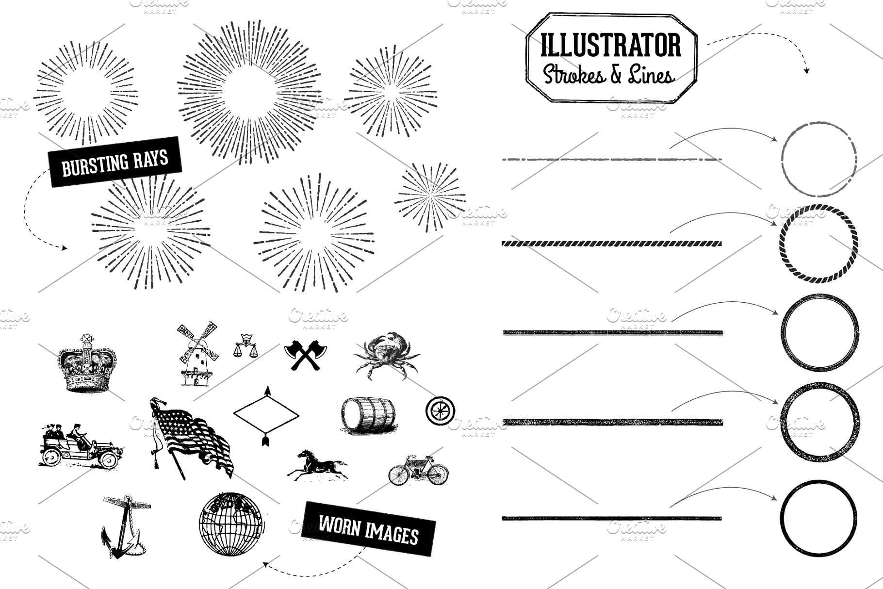 复古矢量图案集合+14枚标志 Very Vintage Vector Kit + 14 Logos插图(4)