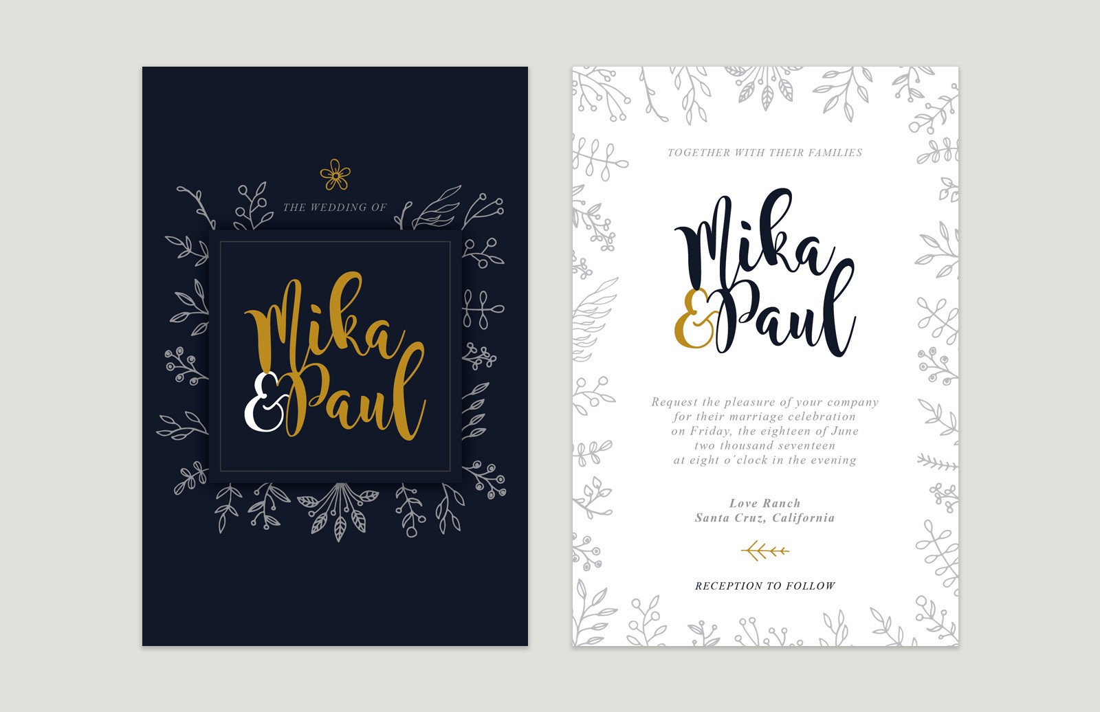 婚礼各类印刷物设计模板 Wedding Invitation Suite插图(1)