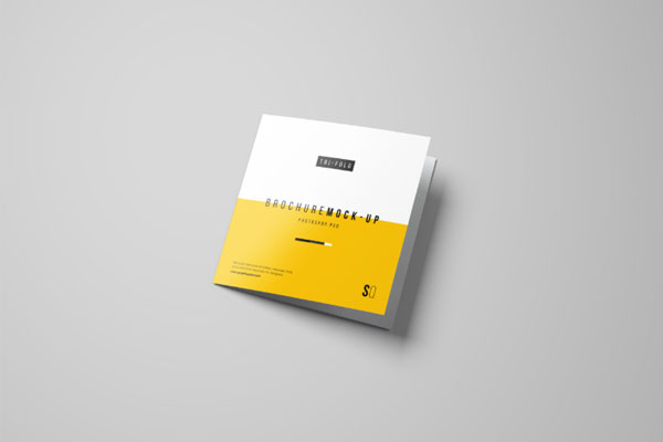 方形三折页企业品牌介绍手册样机插图