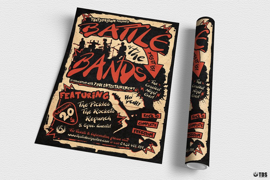 摇滚乐队音乐表演宣传传单PSD模板 Battle of the Bands Flyer PSD插图(2)