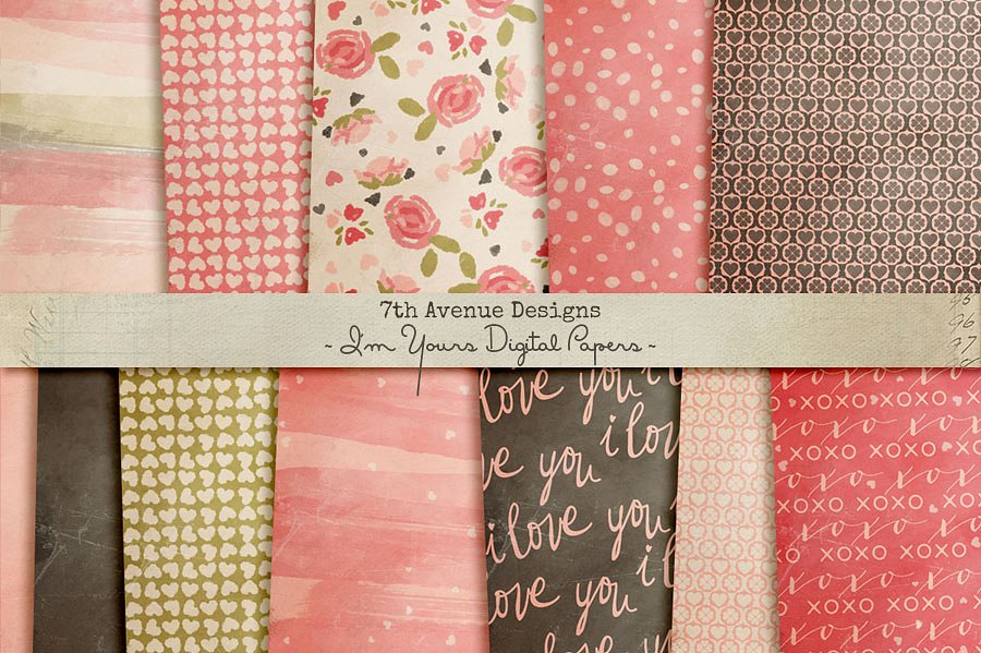 礼品包装纸节日主题纸张纹理 I’m Yours Digital Papers插图