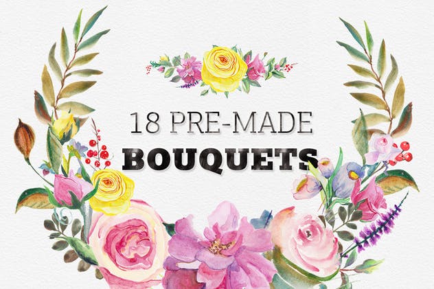 高品质花卉水彩DIY剪贴画合集 Watercolor DIY Pack插图(5)