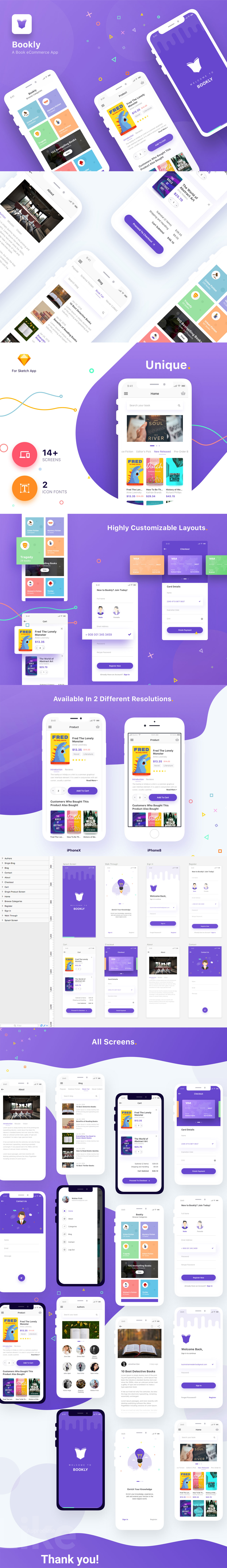 素材库下午茶：漂亮时尚的书本在线购买电商APP UI KITS[sketch]插图