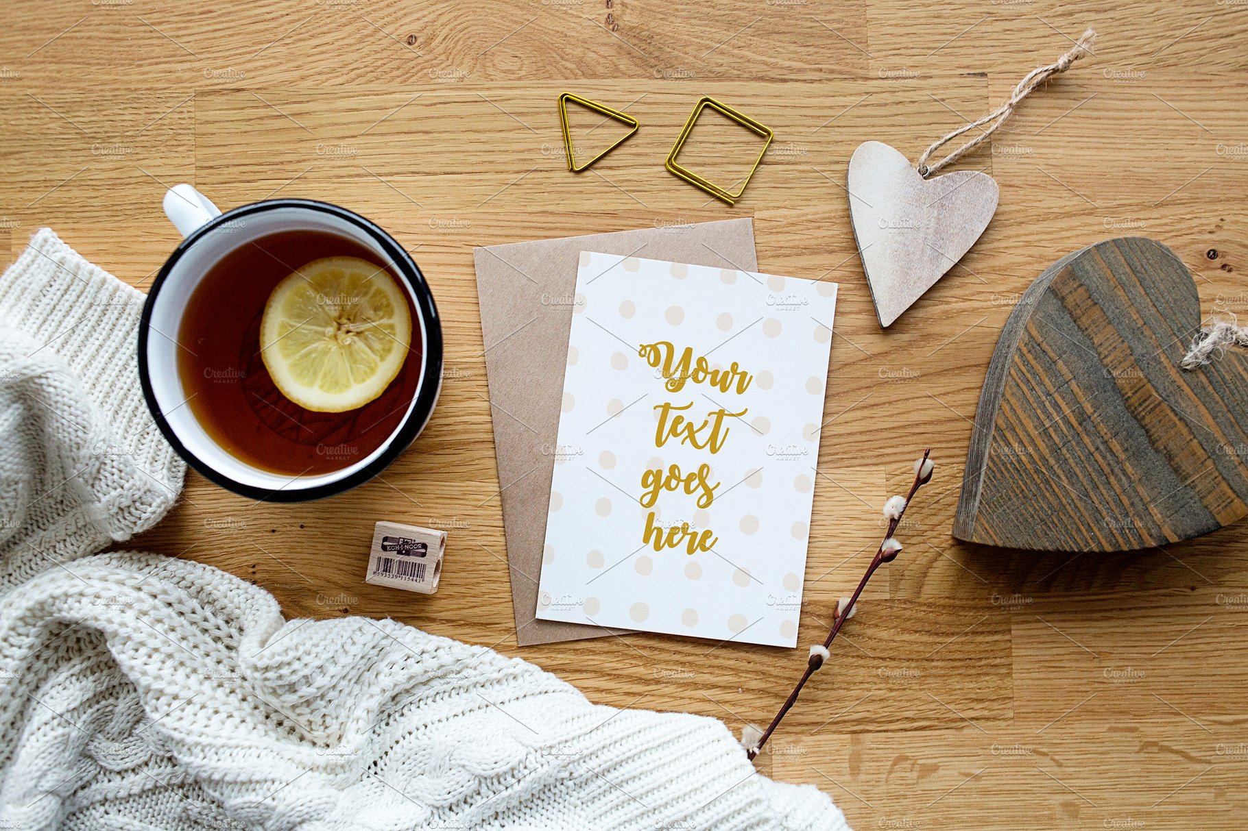 高品质的优雅邀请函婚礼请帖样机展示模型mockups插图(3)