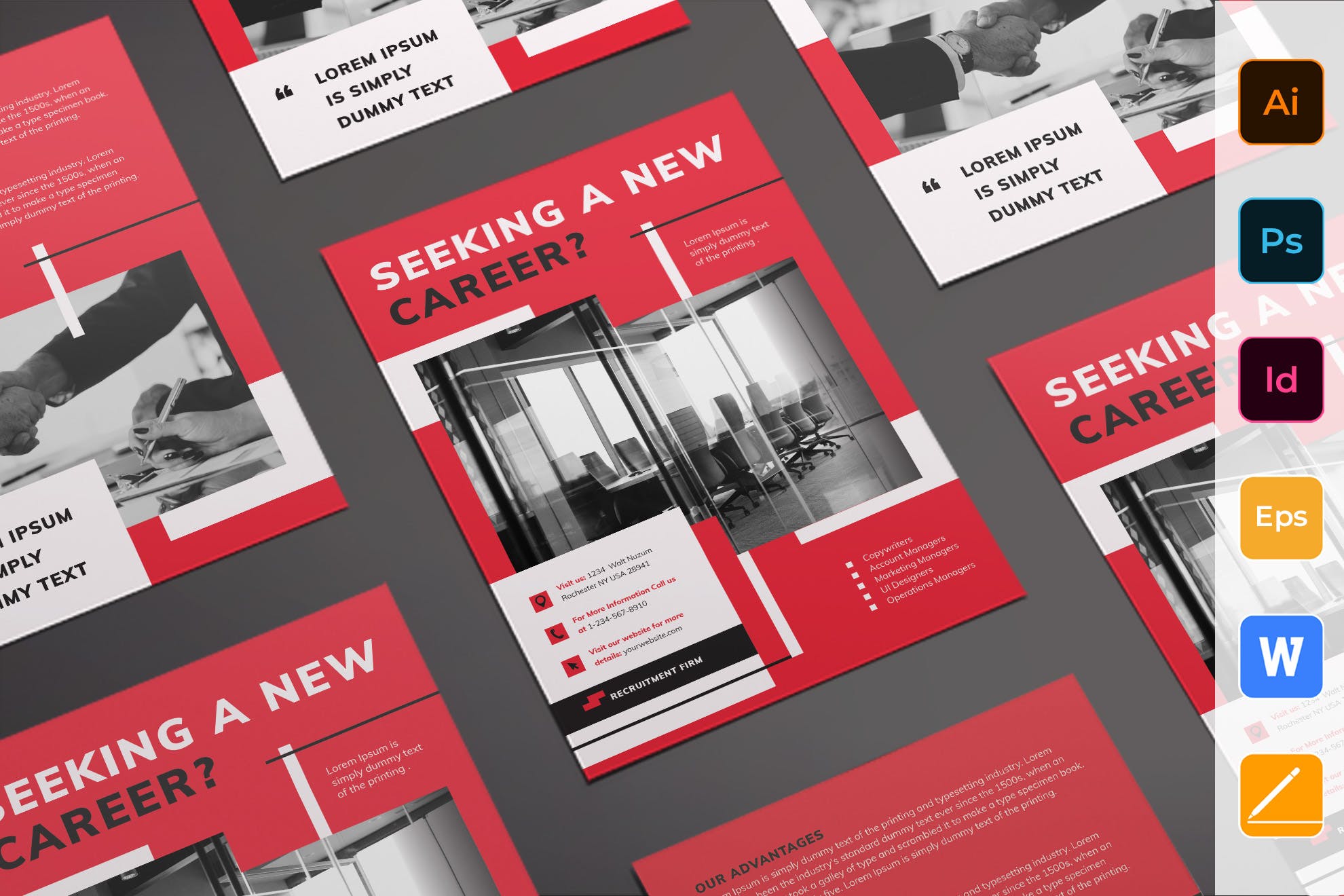 人力资源公司双页传单设计模板 Recruitment Firm Flyer插图