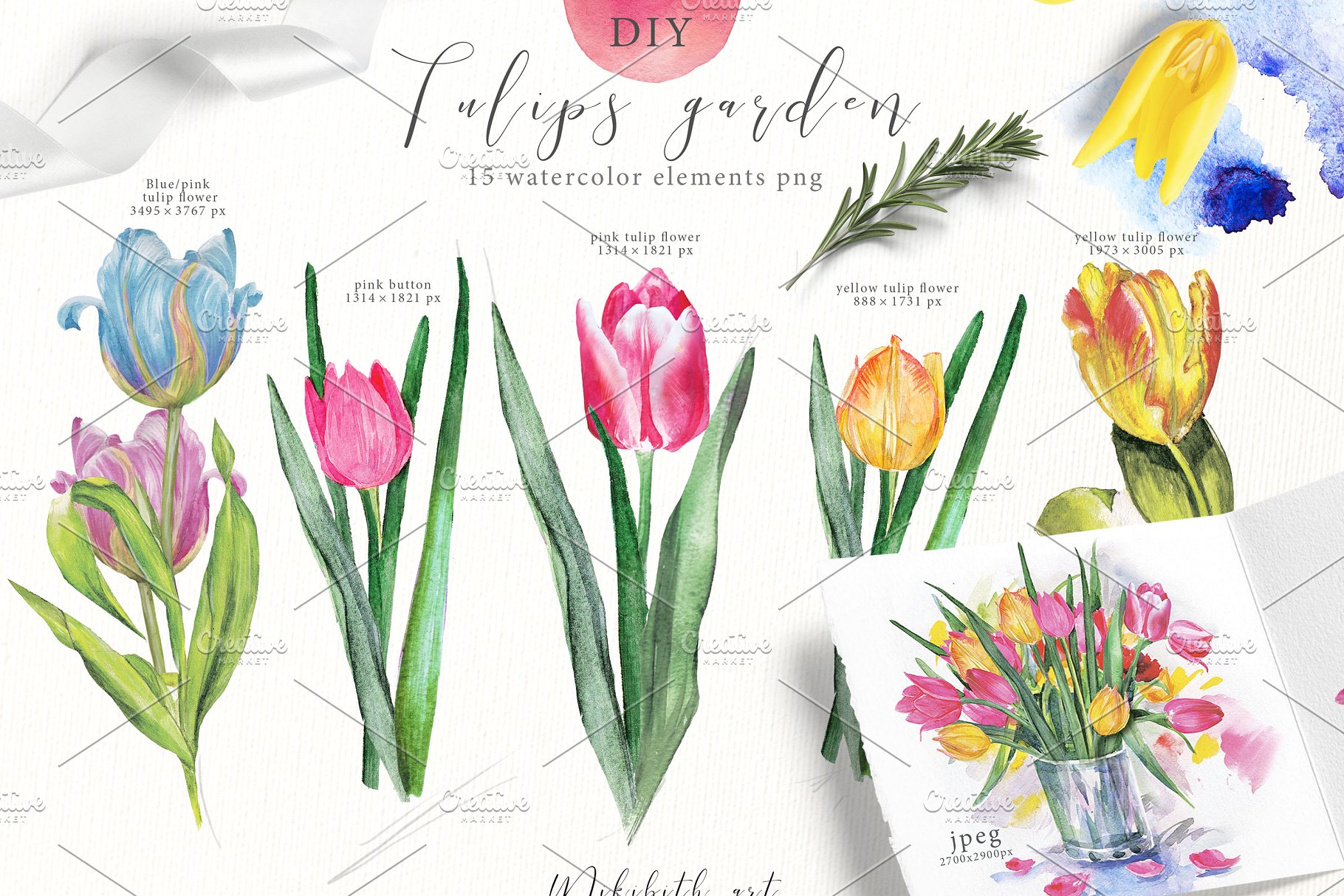 春季郁金香剪贴画 SPRING TULIPS插图(2)