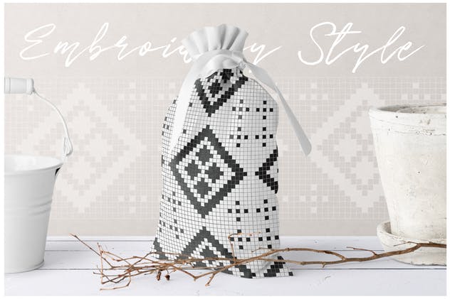 刺绣风格矢量图案 Embroidery Style Vector Patterns插图(2)