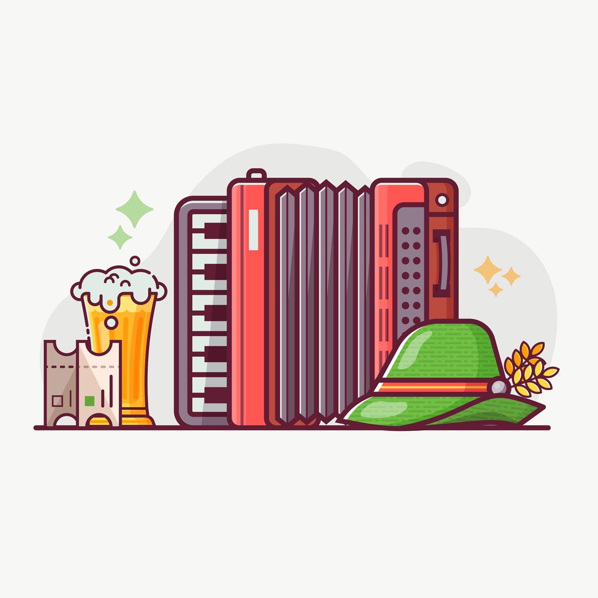 十月啤酒节场景及卡片矢量设计素材 Octoberfest Beer Festival Scenes and Cards插图(2)