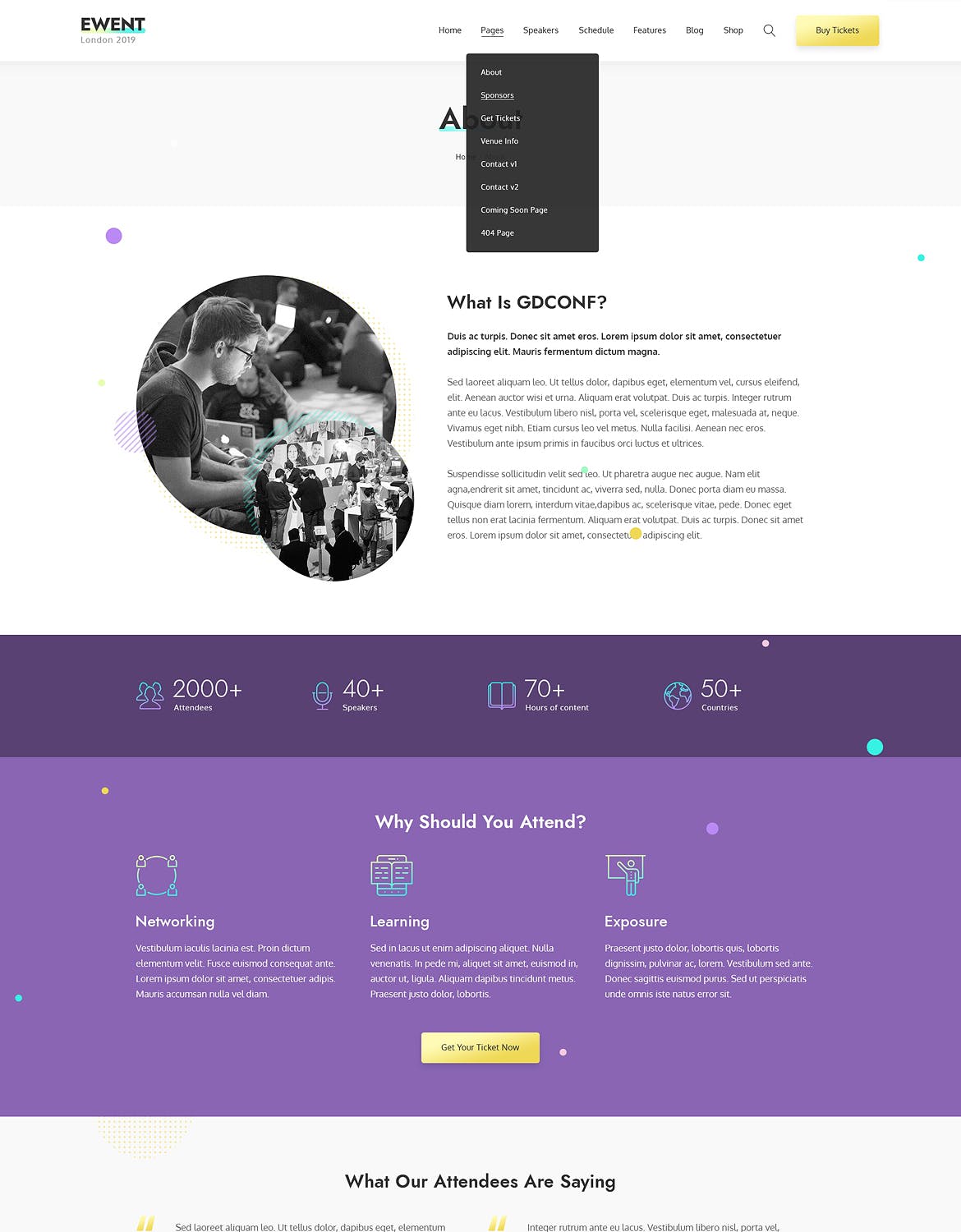 活动和会议网站设计PSD模板 Ewent – Event & Conference PSD Template插图(4)