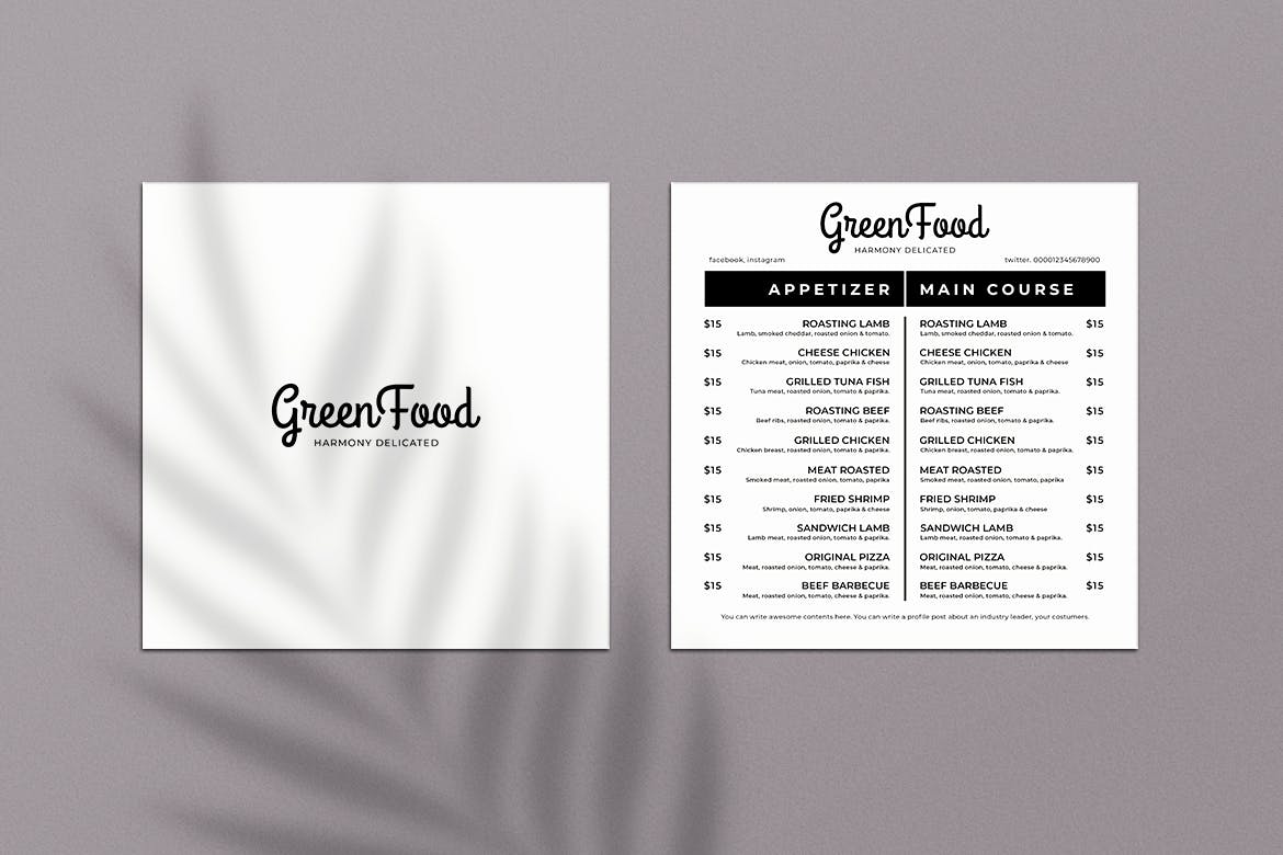 简约风西式餐厅素材库精选菜单模板v06 Square Food Menu. 06插图(2)