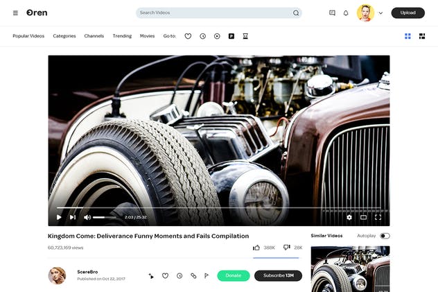 视频分享网站设计PSD模板下载 Oren – Video Sharing Website PSD Template插图(2)