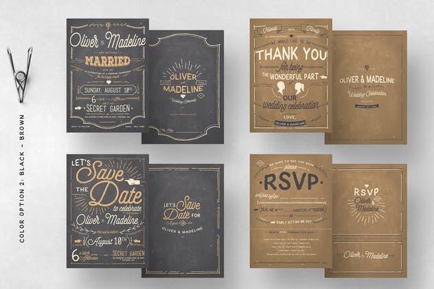 复古手写字邀请函/请帖设计模板套装 Vintage Hand Lettering Invitation Set插图(2)