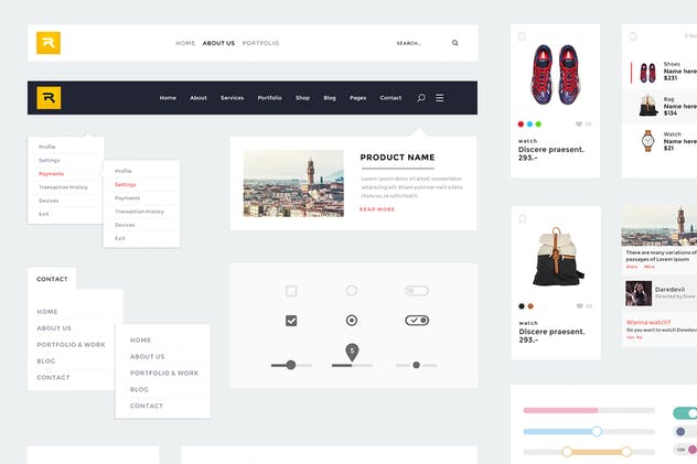 多用途手工制作网站设计UI工具包 Awesome Web UI KIt插图(1)