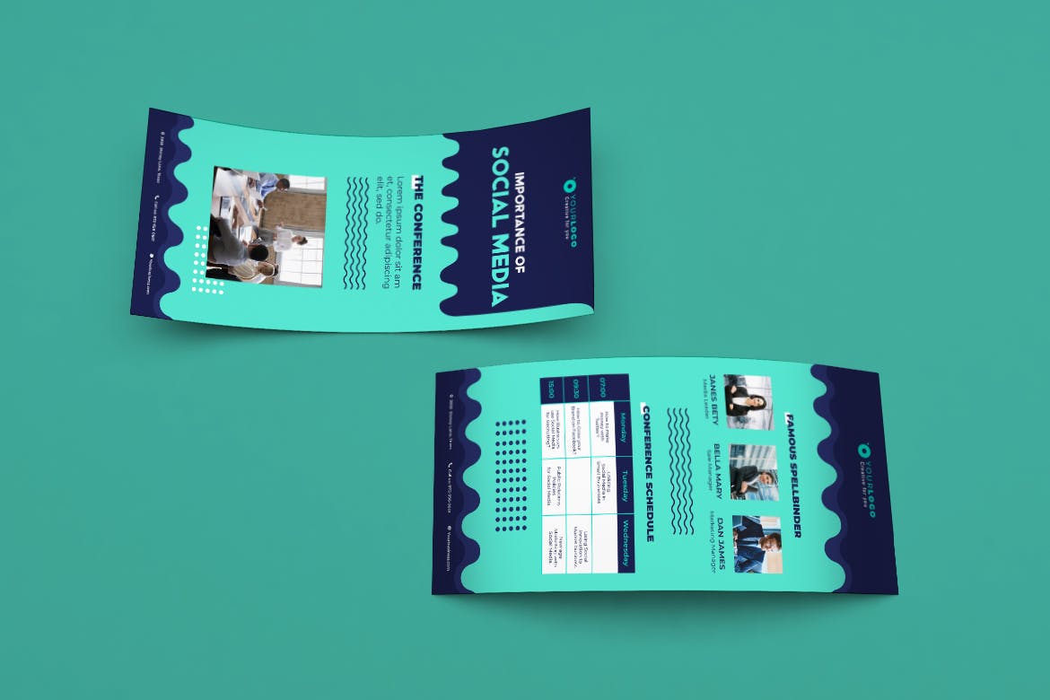 会议/演讲/讲座等活动商业广告卡设计模板 Event Conference DL Rackcard Illustrator Template插图(1)