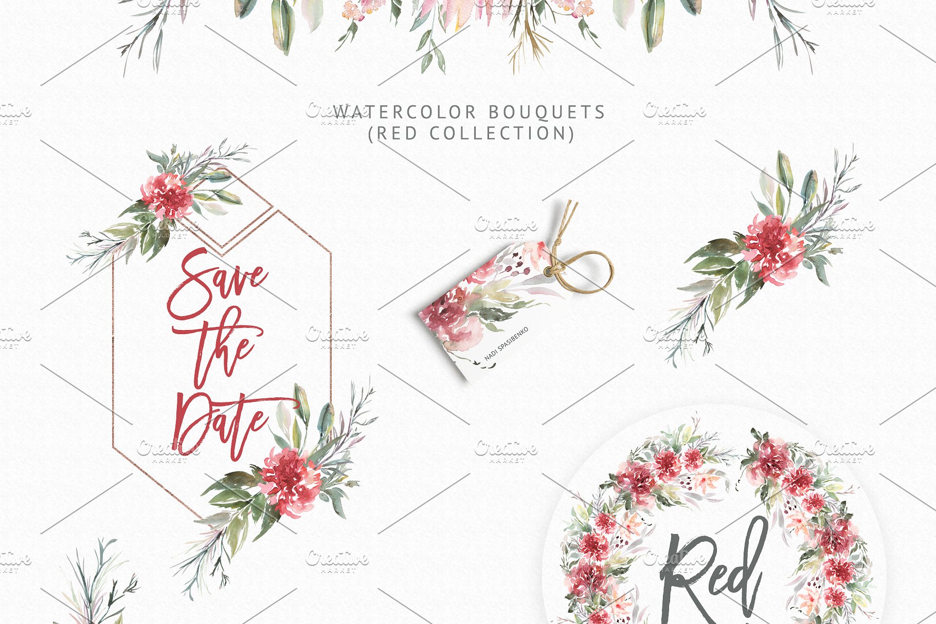 春天优雅花卉元素手绘素材合集 Spring Lush Flowers插图(1)